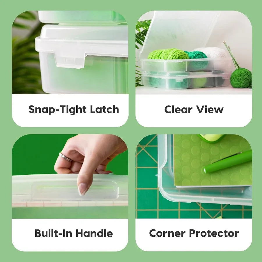 IRIS 12 x 12 Thick Portable Plastic Scrapbook Paper Storage Cases Organizers with Builtin Handle