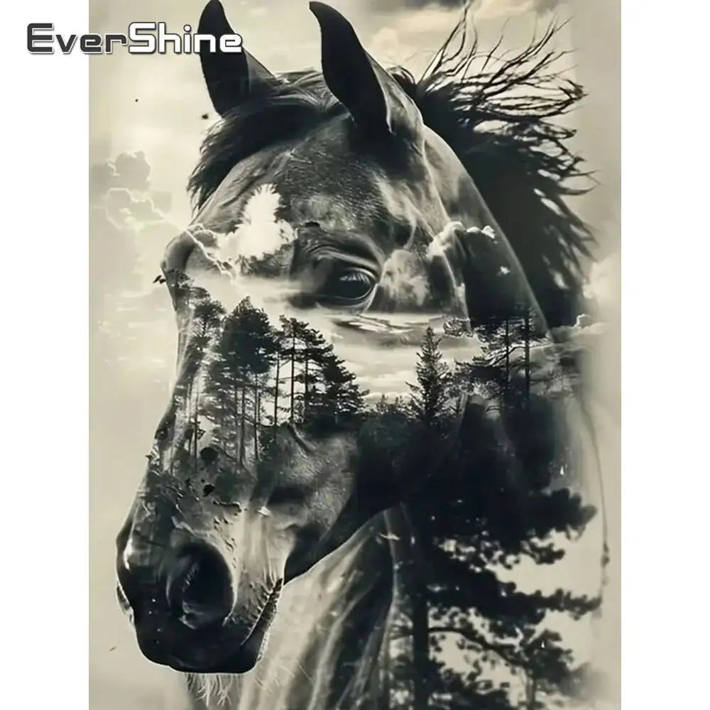 Diamond Mosaic Horse Animal  Rhinestones Diamond Painting Tree