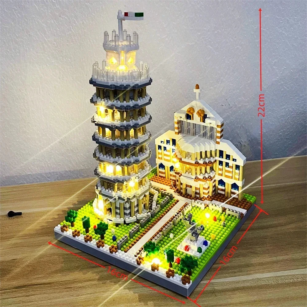 Paris Eiffel Tower Micro Mini Building Blocks Toys Set: LED Illuminated,