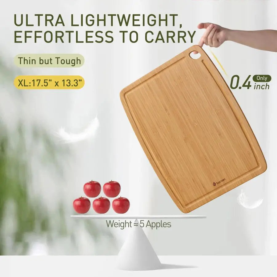 Durable Bamboo Cutting Board with NonSlip Feet,