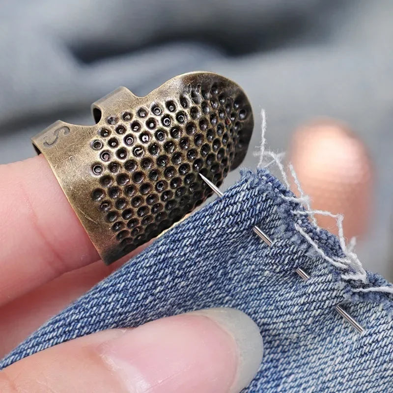 Metal Adjustable Sewing Thimble Sewing Finger Protection Cover Thimbles Cap Shield Ring Fingertip DIY Sewing Embroidery Tools