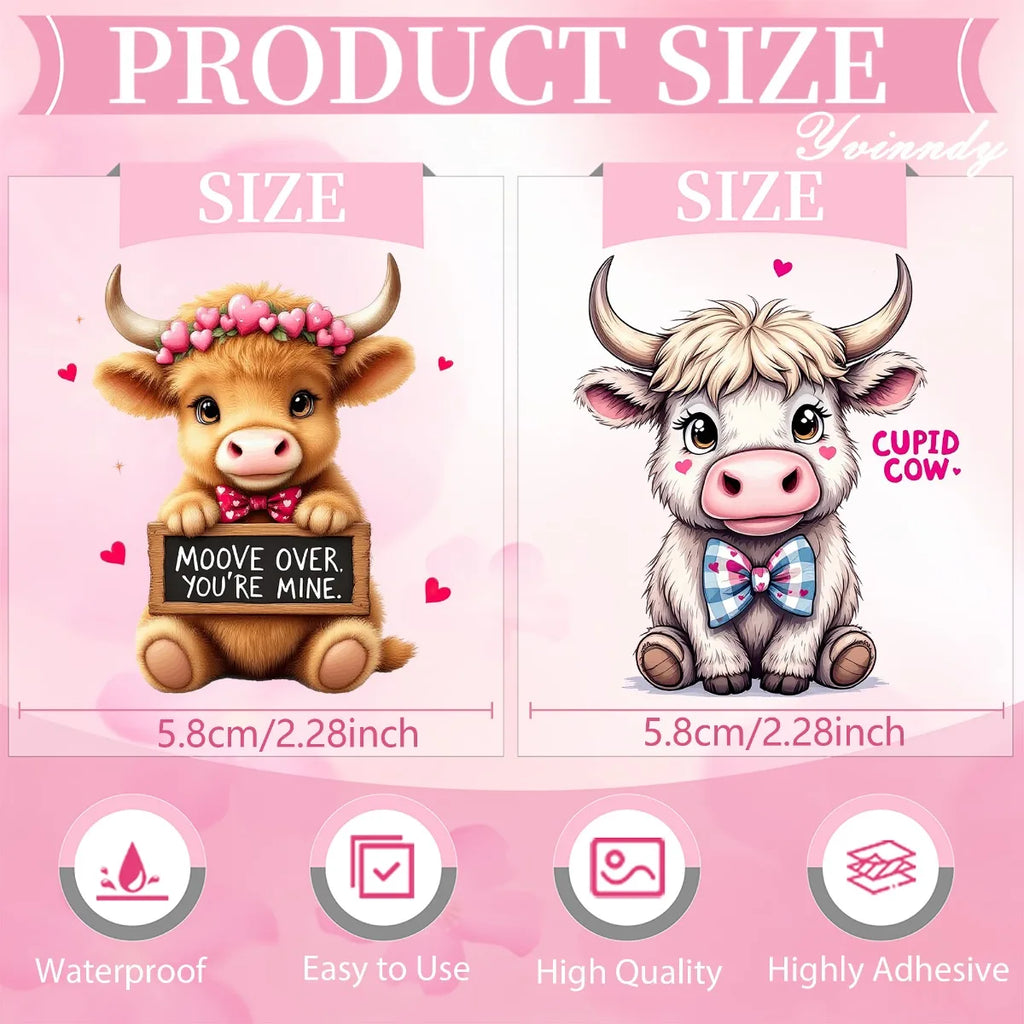 12Pcs/Set Naughty Cow And Valentine's Day  UV DTF High Self-Adhesive Transfer Paper