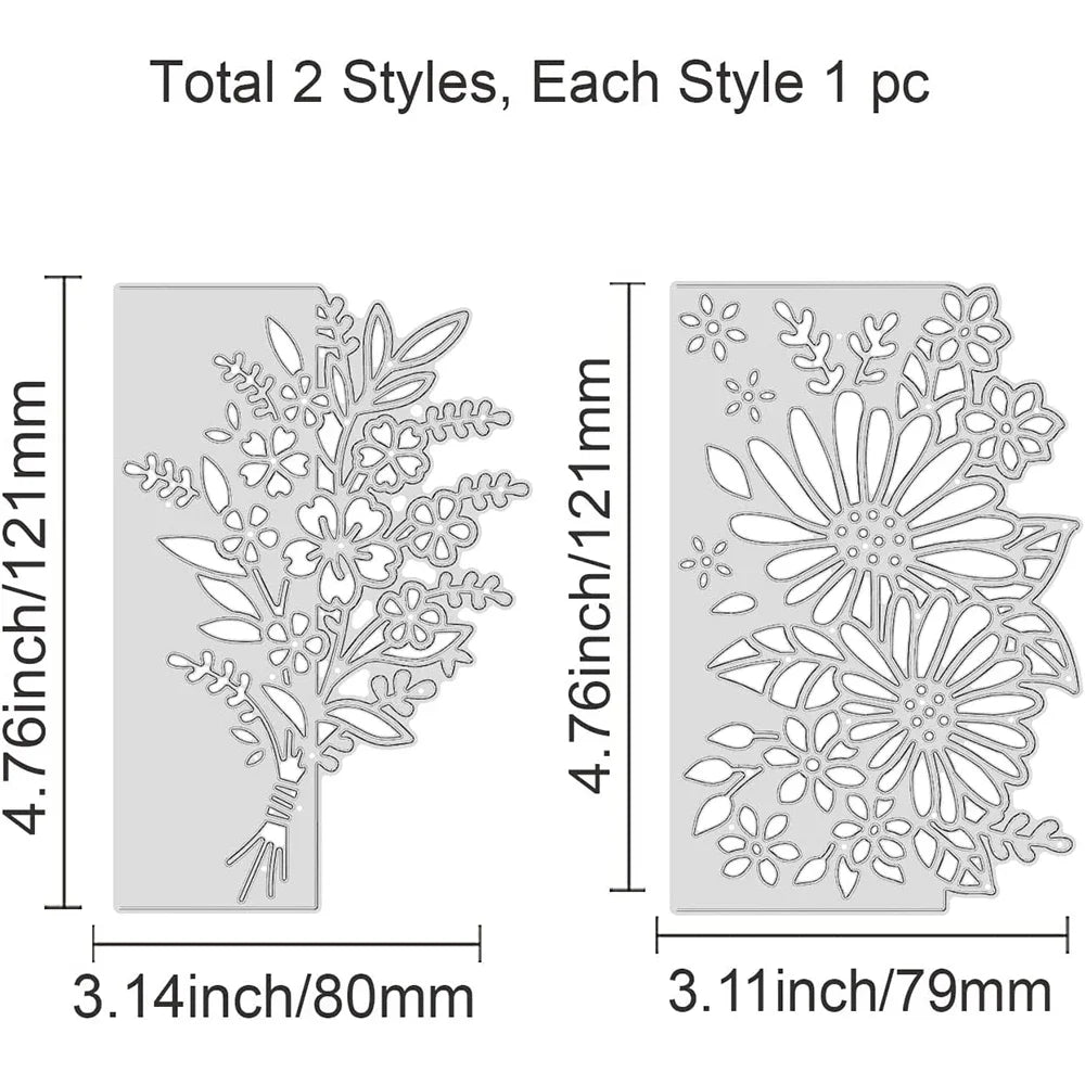1-2pcs Daisy and Cherry Blossom Edge Border Metal Cutting Dies Stencils