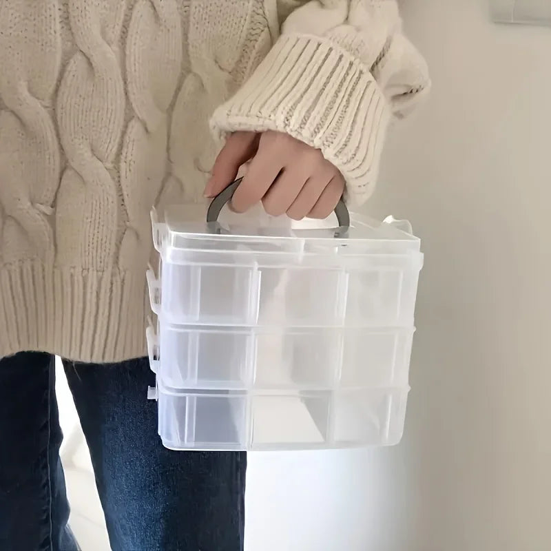 3-layer 18 Compartment Transparent Storage Box, can rearrange compartments