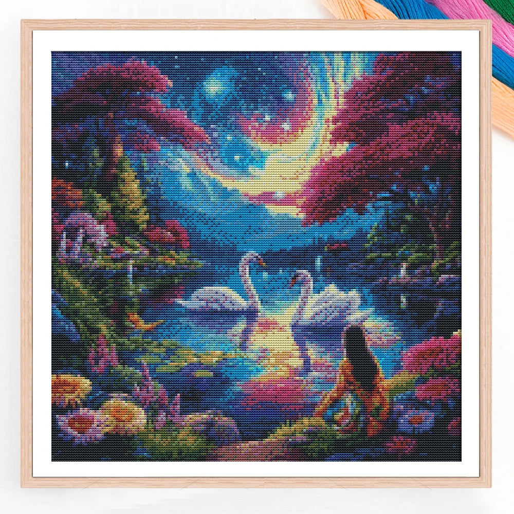 Swan Lake Pattern DIY Cross Stitch