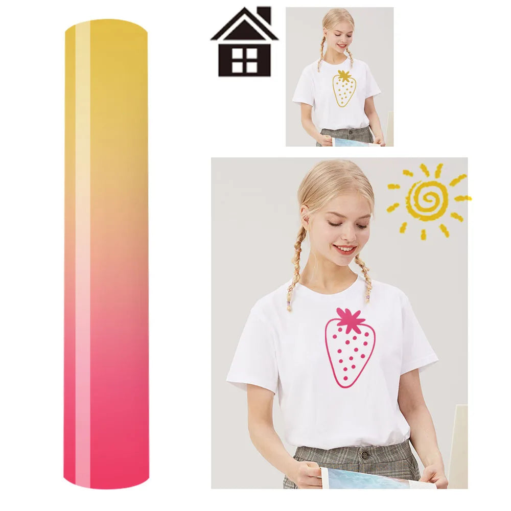 Sunlight-Sensing HTV Iron on Vinyl Pattern DIY T-Shirt Hat For Cut or Silhouette Cameo