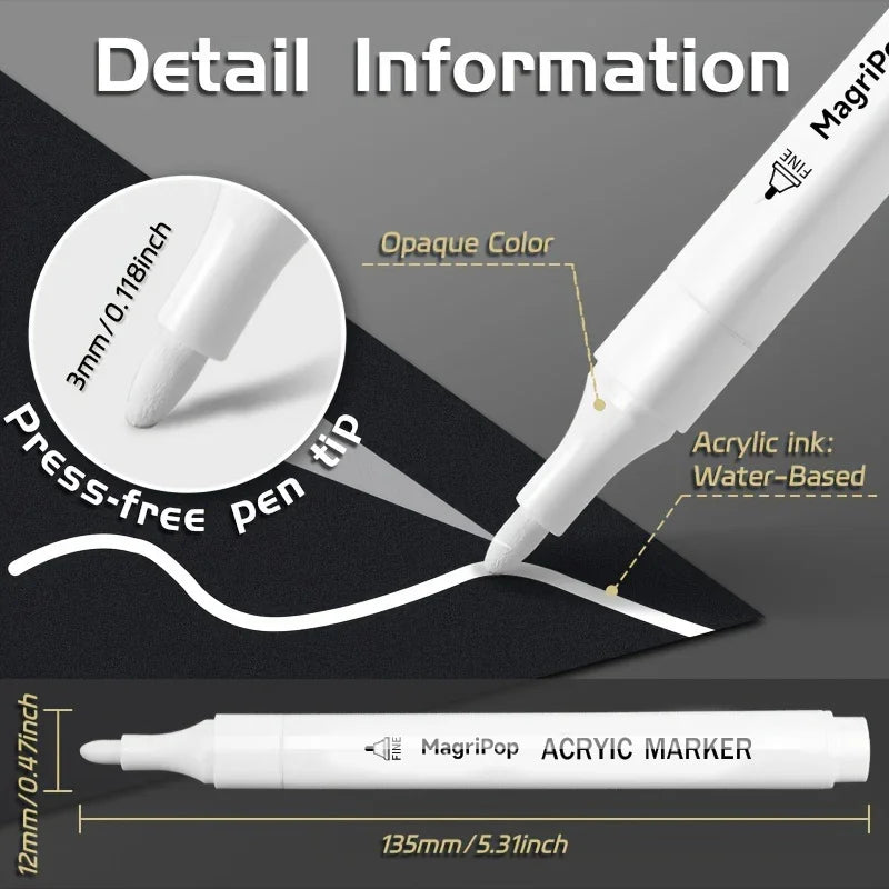 5pcs White Acrylic Marker,