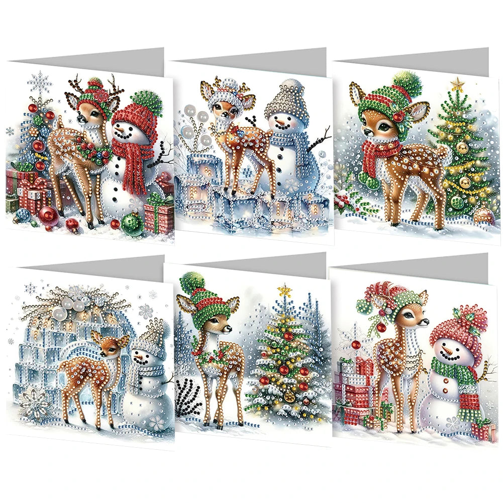 6/12pc DIY Diamond Painting Kits Greeting Card New 2024 Christmas Festival Card Diamond Daily Wish Card Gifts for Family Friends