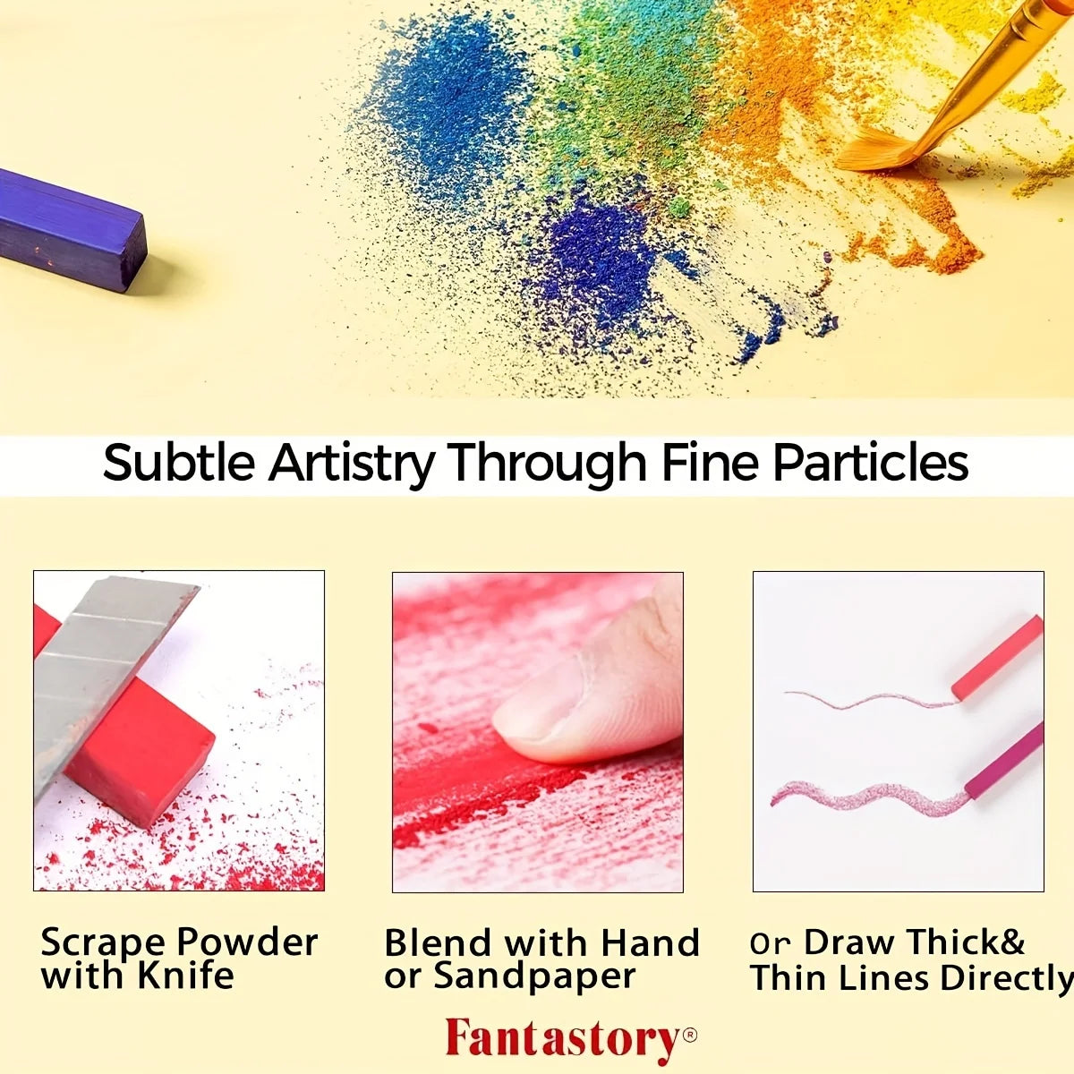 Long Soft Chalk Pastels Set, Non-Toxic Soft Pastels