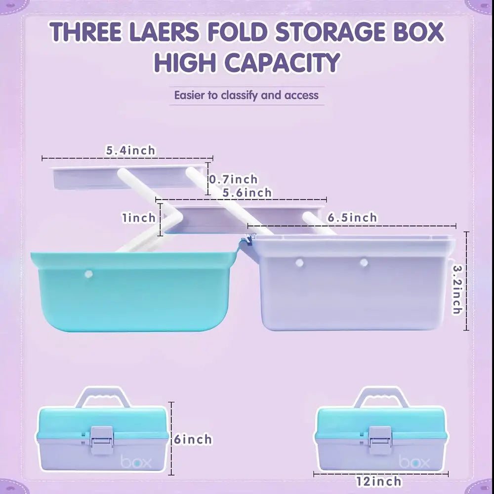 Folding Storage Box with Handle & Adjustable Dividers