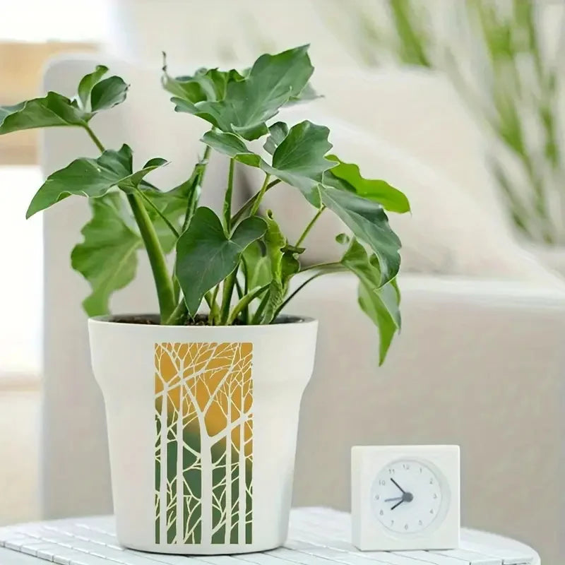 16pcs Reusable Geometric Pattern Stencils White Plastic Drawing Templates for DIY Furniture Canvas Tile Wall Floor Glass Window