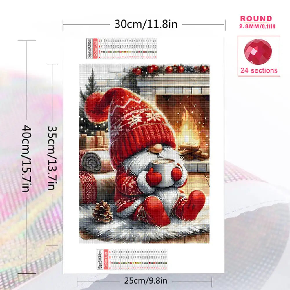 Full Square Round Diamond painting Santa Claus Diamond Mosaic Dwarf