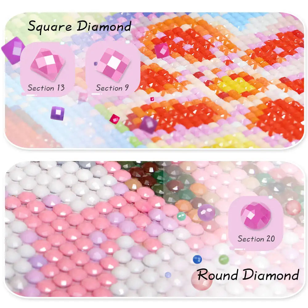 5D DIY Skiing Squirrels Diamond Painting Winter Snow New