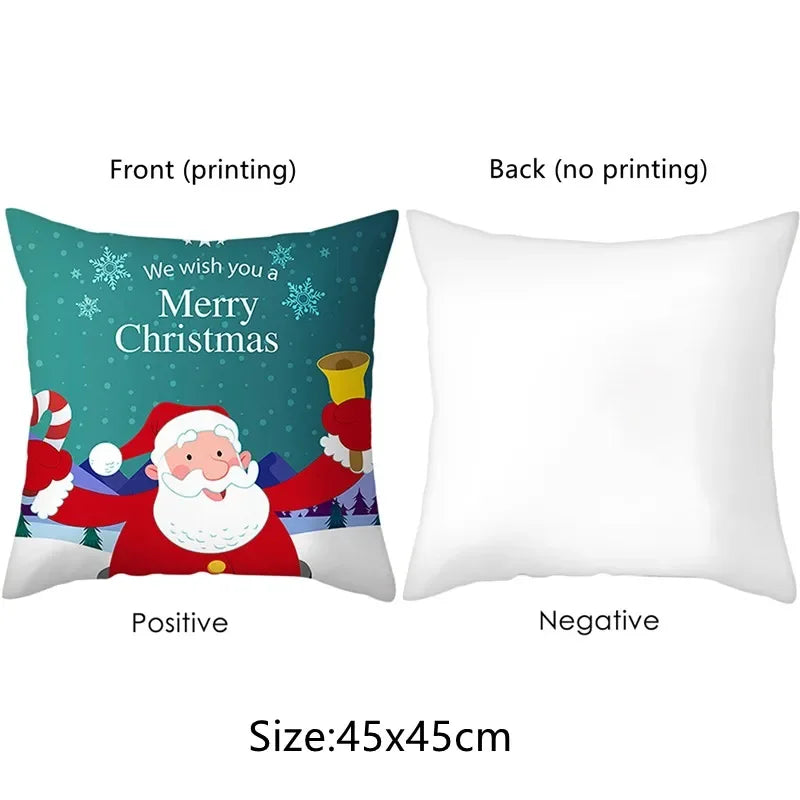 Christmas gingerbread decoration pillowcase New Year gift Christmas train cabin pattern home room decoration sofa cushion cover