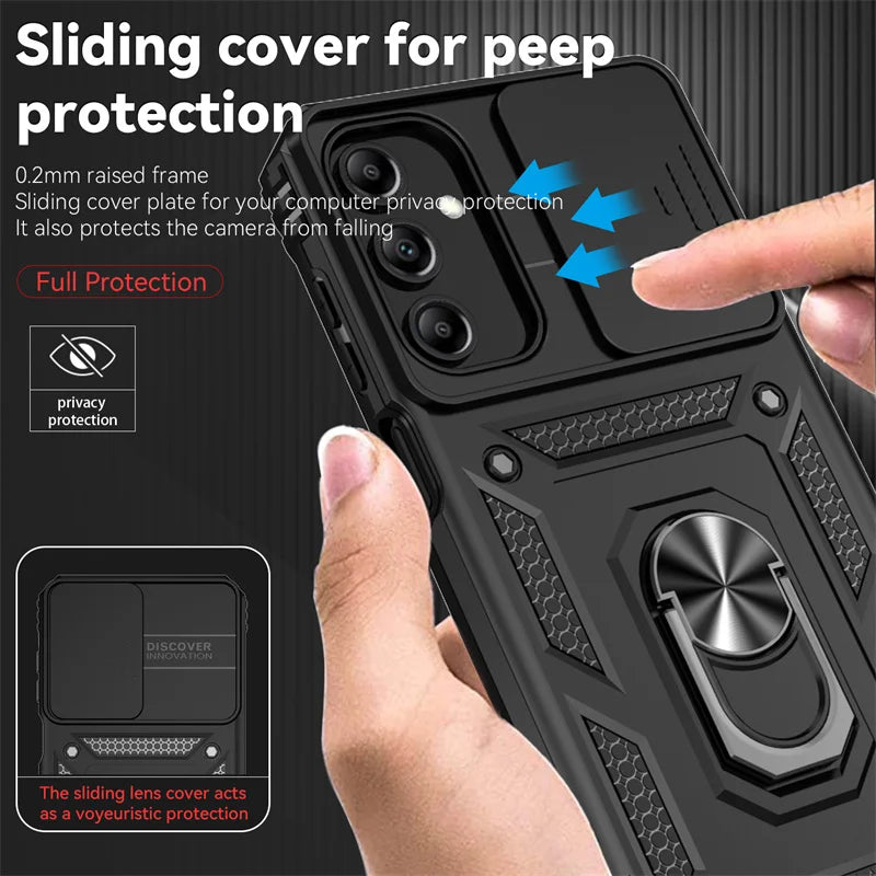 Slide Camera Lens Case For Samsung Galaxy Armor Shockproof Coque