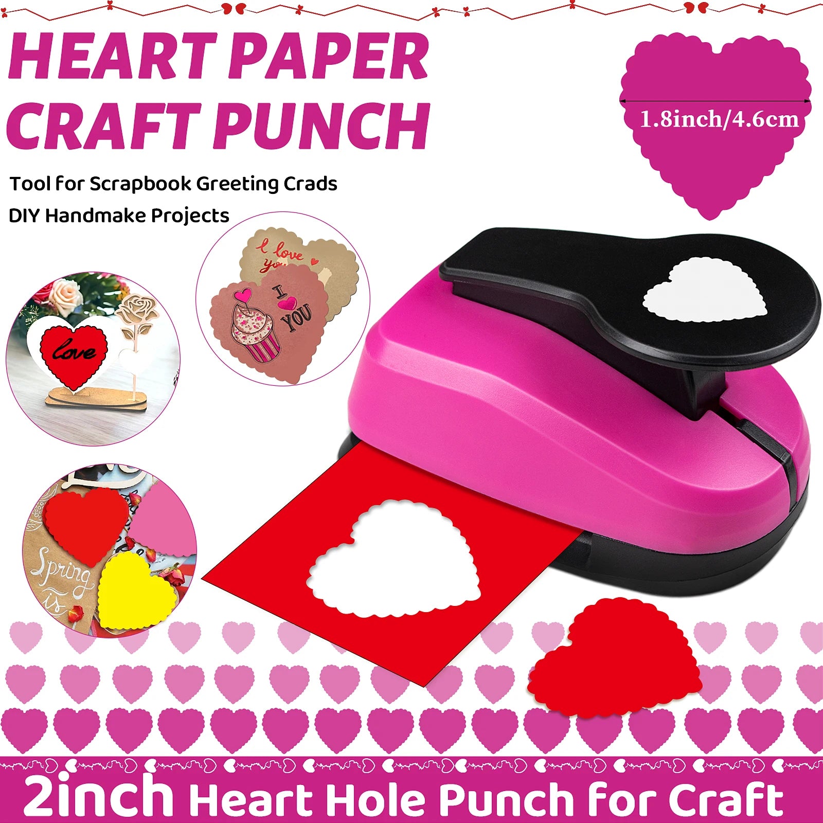 3pcs Paper cutter tool for crafts Hole Punchers 2 in 50mm 1 in 25mm 16mm 9mm Heart