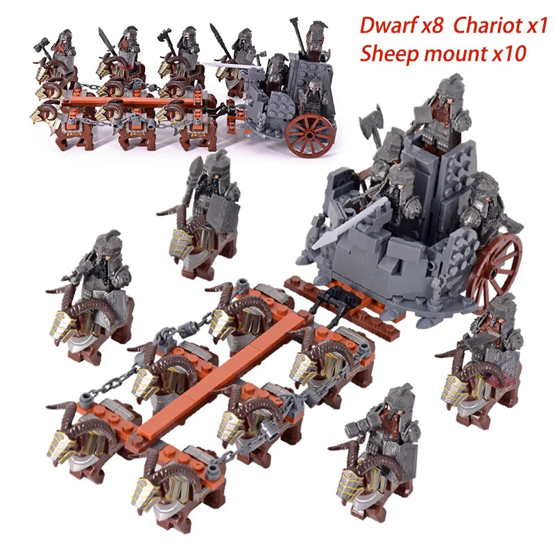 New MOC LOTR Soldier Dwarf Army Figures  building block bricks