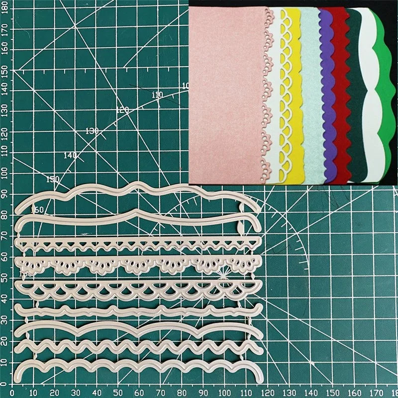 Colorful Lace Wave Metal Cut Dies Stencils for scrapbooking, card making