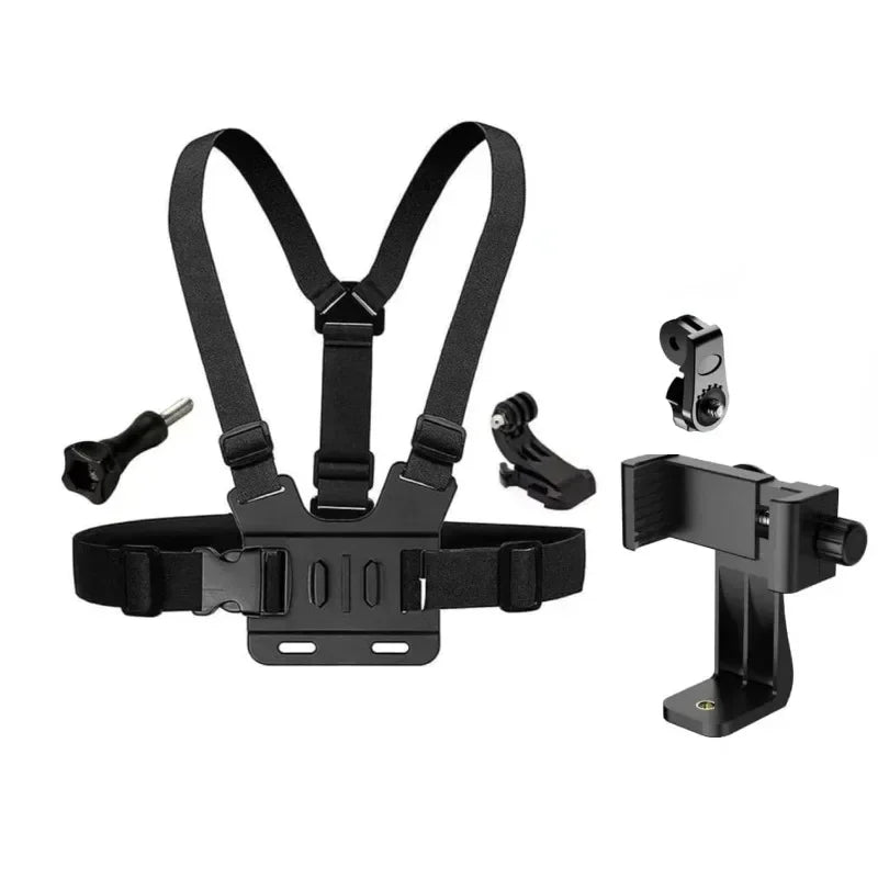 1 PC Adjustable Phone Clip Holder With Chest Strap Fixation Bracket with chest strap
