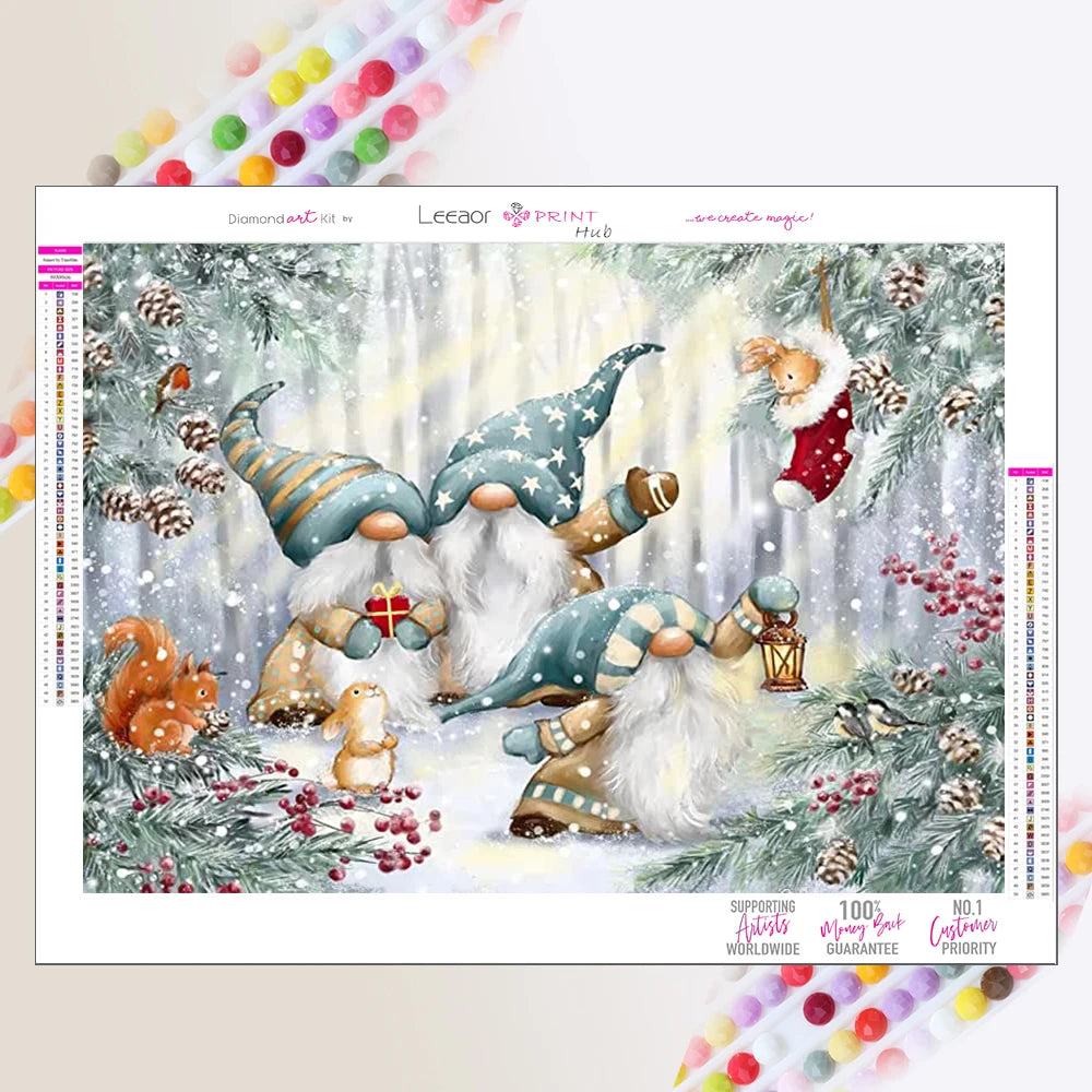 Diamond Painting Christmas Santa Clause Gnomes Mosaic Full Diamond Embroidery Cross Stitch Wall Art Decorative Peinture Diamant