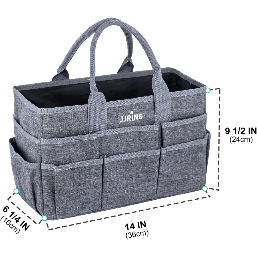 JJRING Craft Tote Bag Organizer for Art Storage in Grey with Multiple Pockets