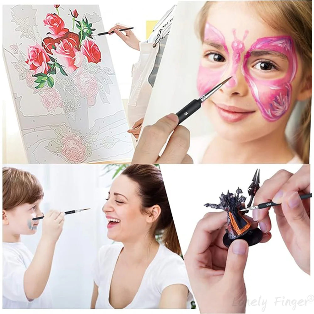 11Pcs Black Detail Paint Brushes, Fine Tip Pain Brush