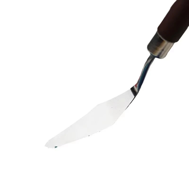 7PCS  Wood Stainless Steel Gouache Paint Pigment Mixing Knife Hand Tool