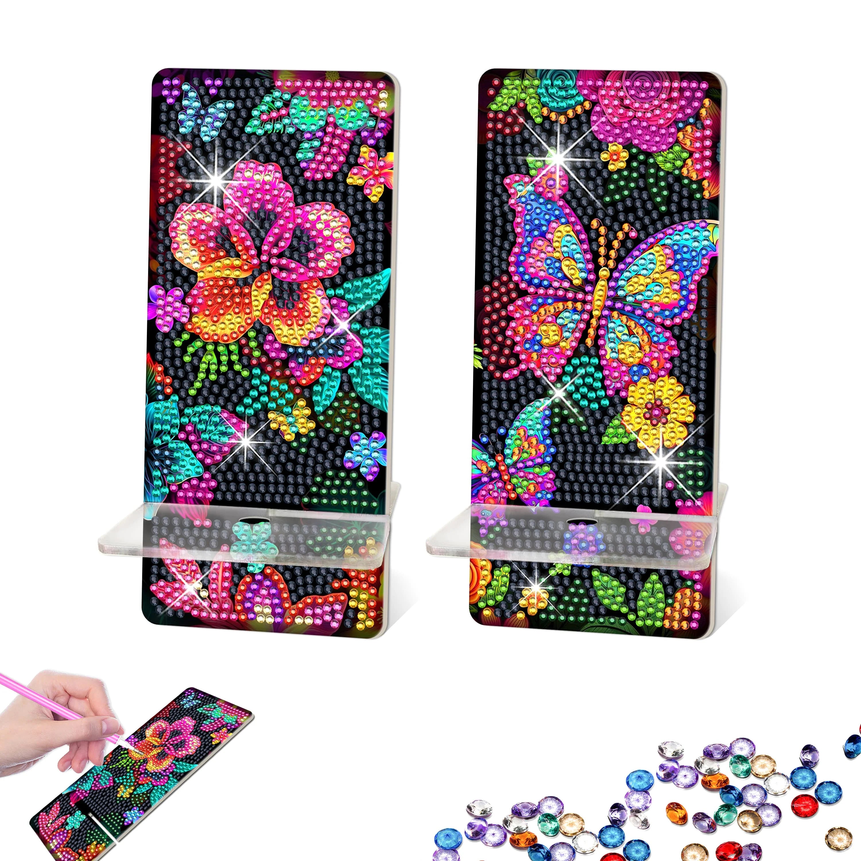 2 Pack  5D Full Crystal Diamond Art Phone Holder