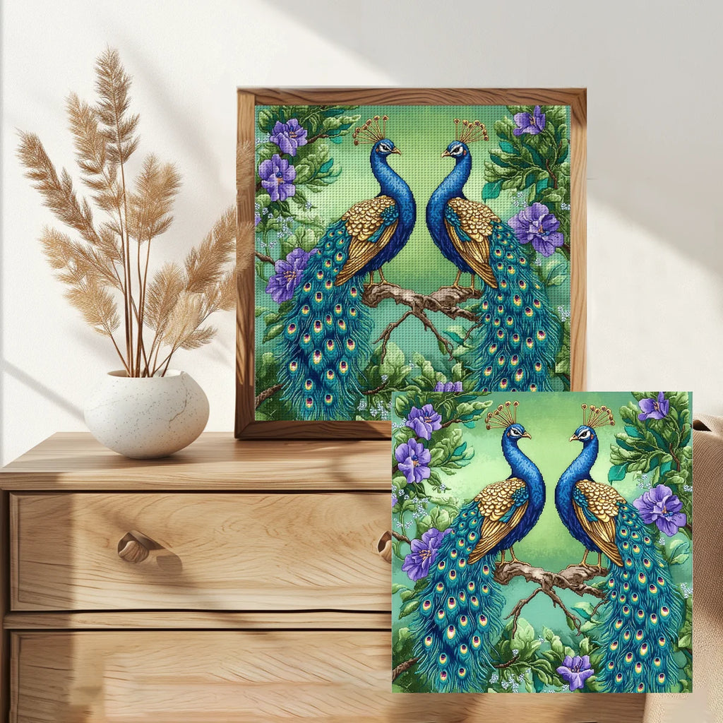 Peacock stamped cross stitch kit DIY kit 11CT/14CT