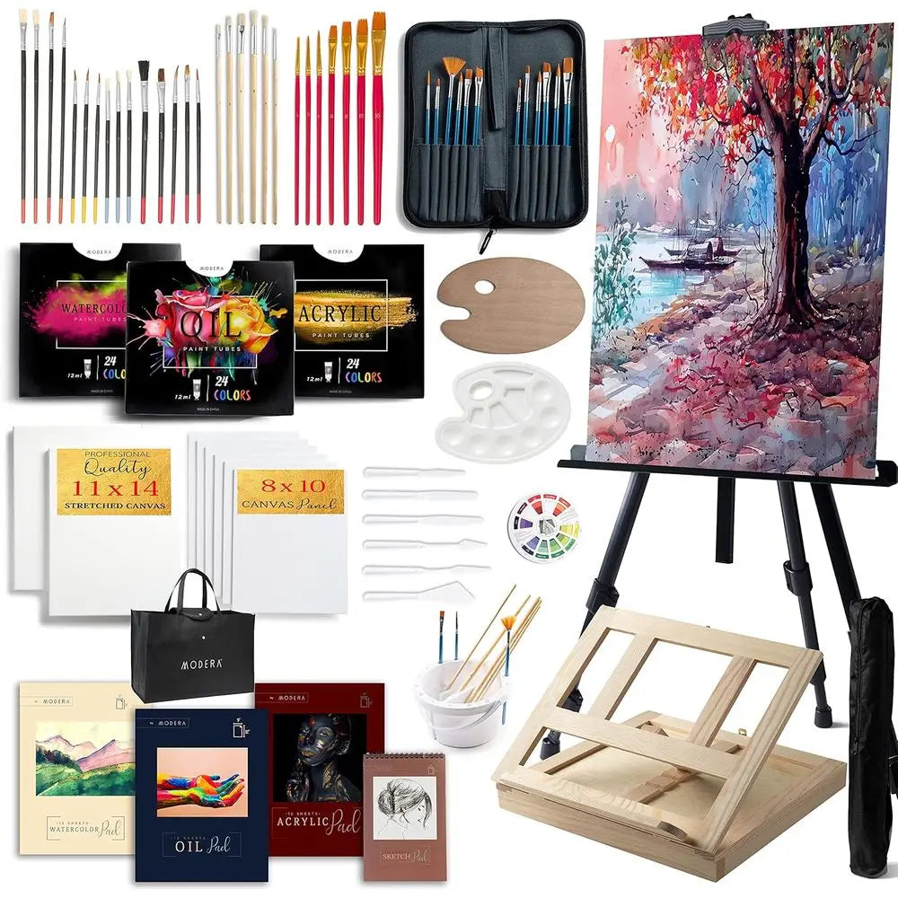 Deluxe Artist Painting Set & Wood Table Easel for Adults, Acrylic