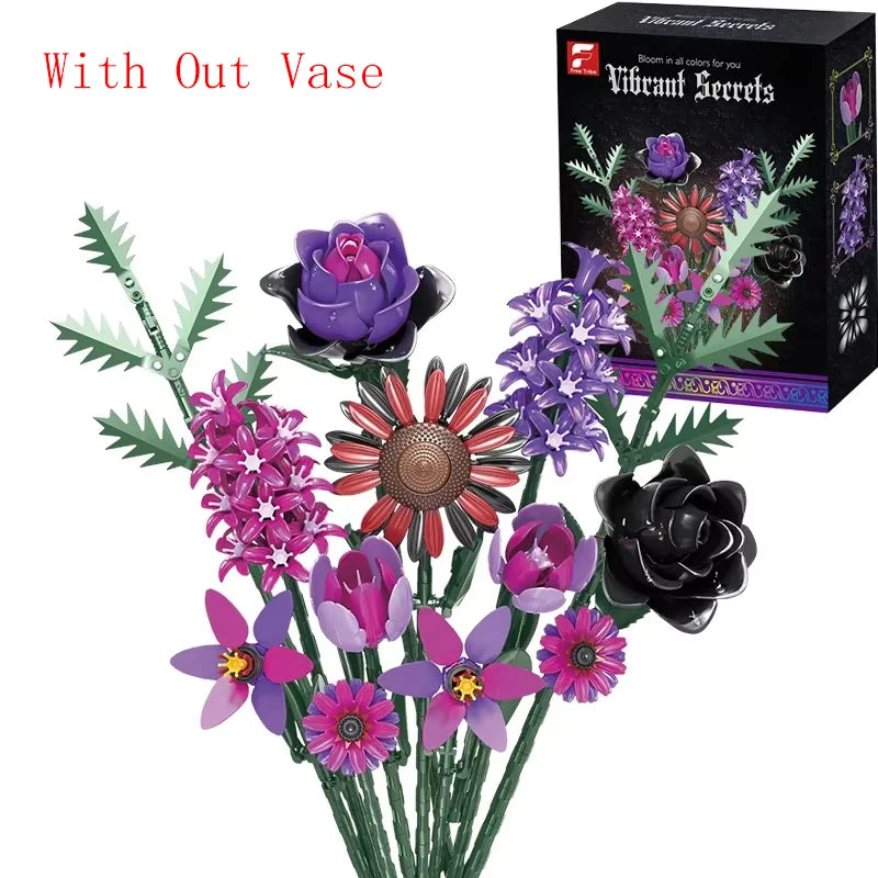 1009PCS Sunflower Building Blocks Flower Bouquet Vase Model Bricks Set