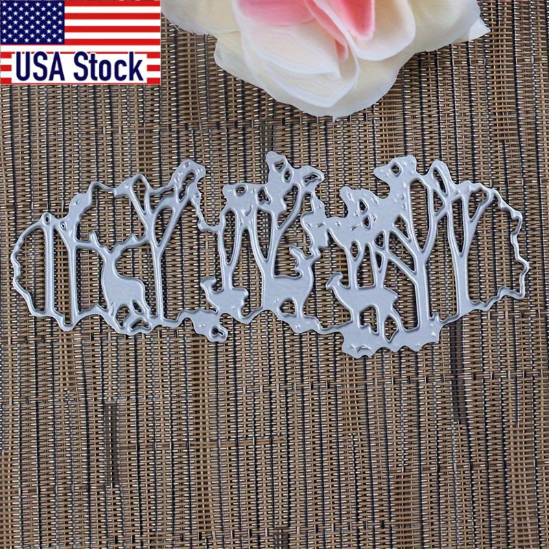 1Pc DIY Forest Deer Herd Leaf Grass Shape Metal Cutting Dies Embossing Stencil