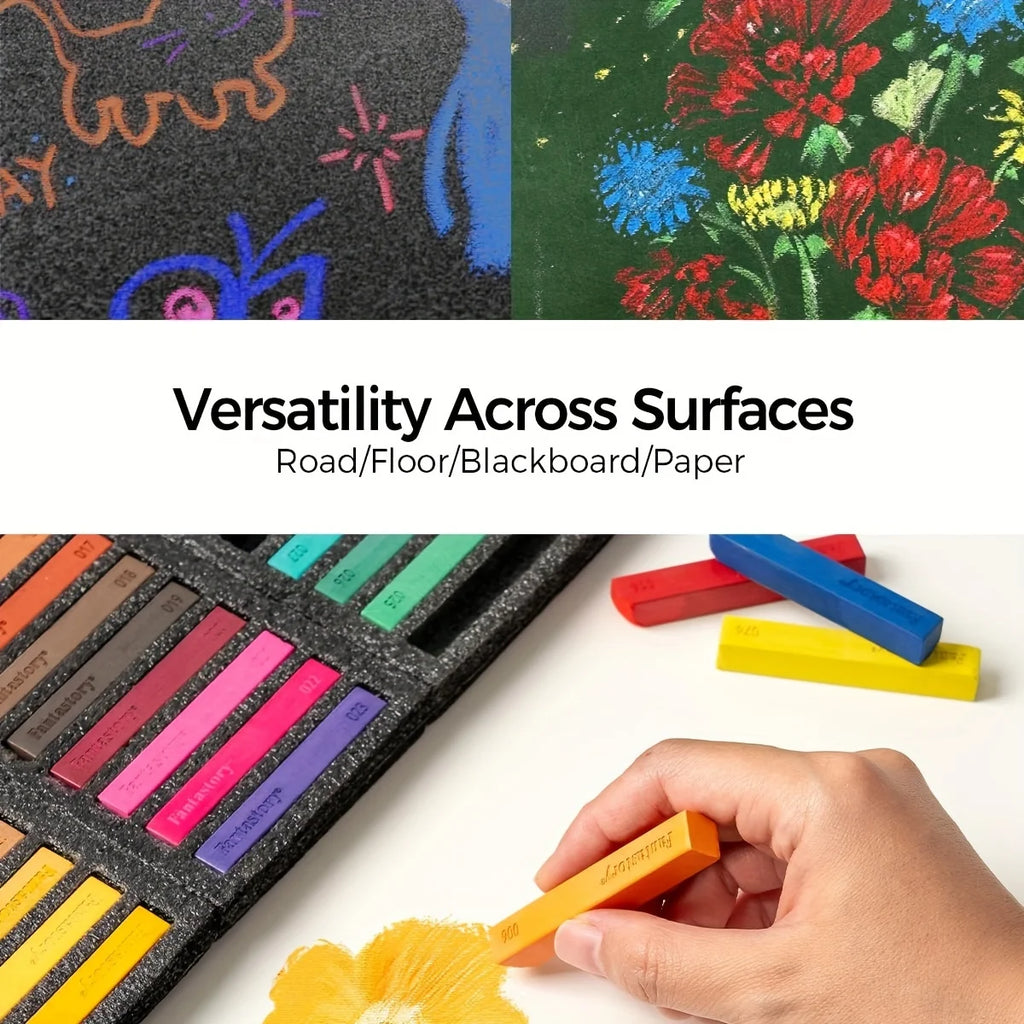 Long Soft Chalk Pastels Set, Non-Toxic Soft Pastels