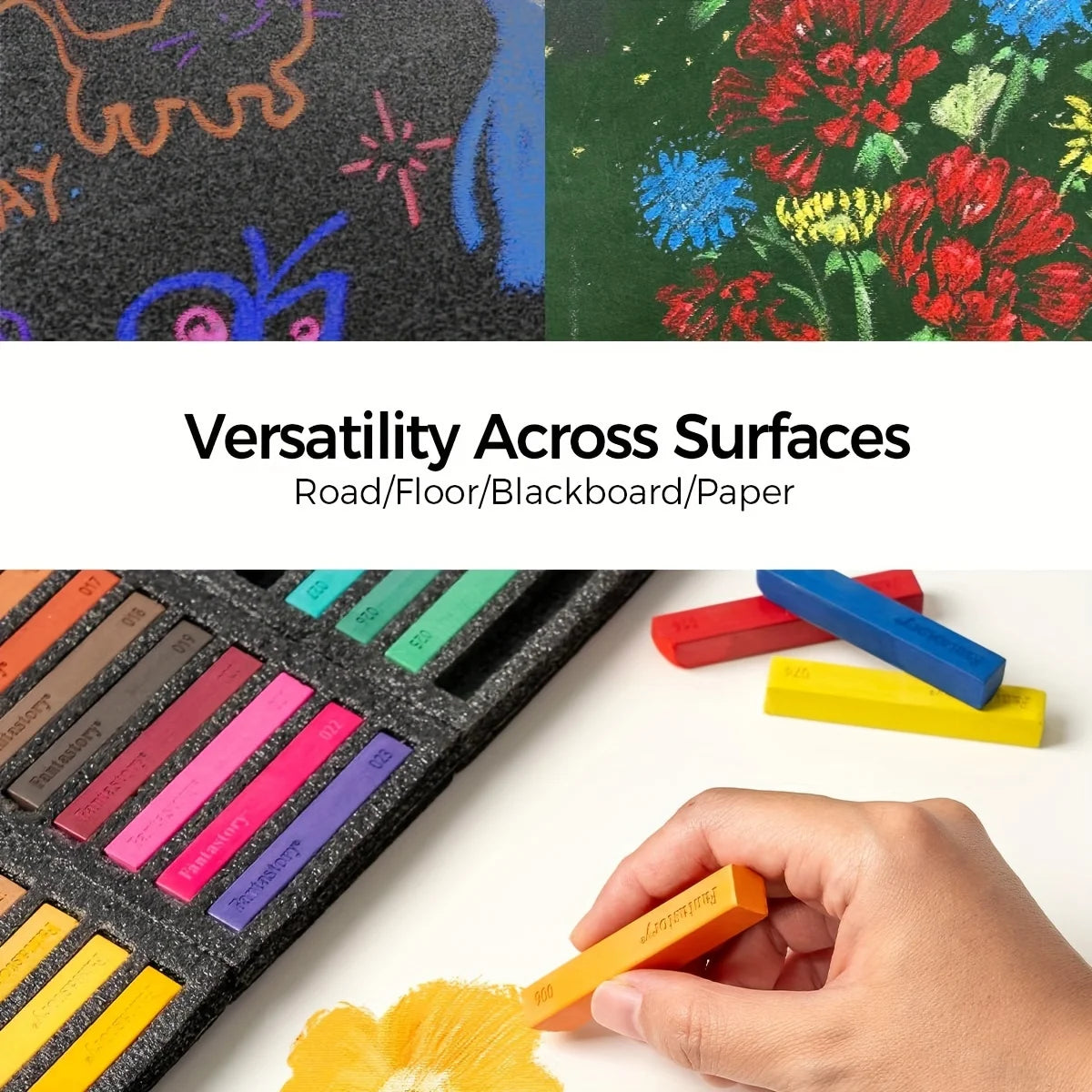 Long Soft Chalk Pastels Set, Non-Toxic Soft Pastels