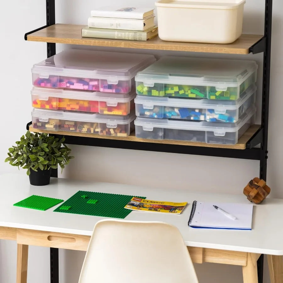 12 x 12 Paper 6-Pack Thick Portable Plastic Scrapbook Paper Storage Cases with handles