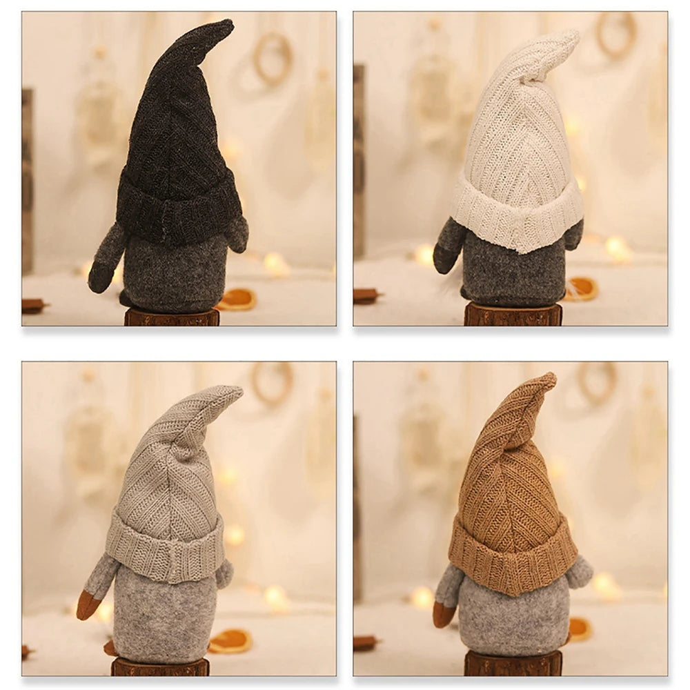 Cute Plush Coffee Gnome Dolls Knitted Faceless Doll Gnome Figurine