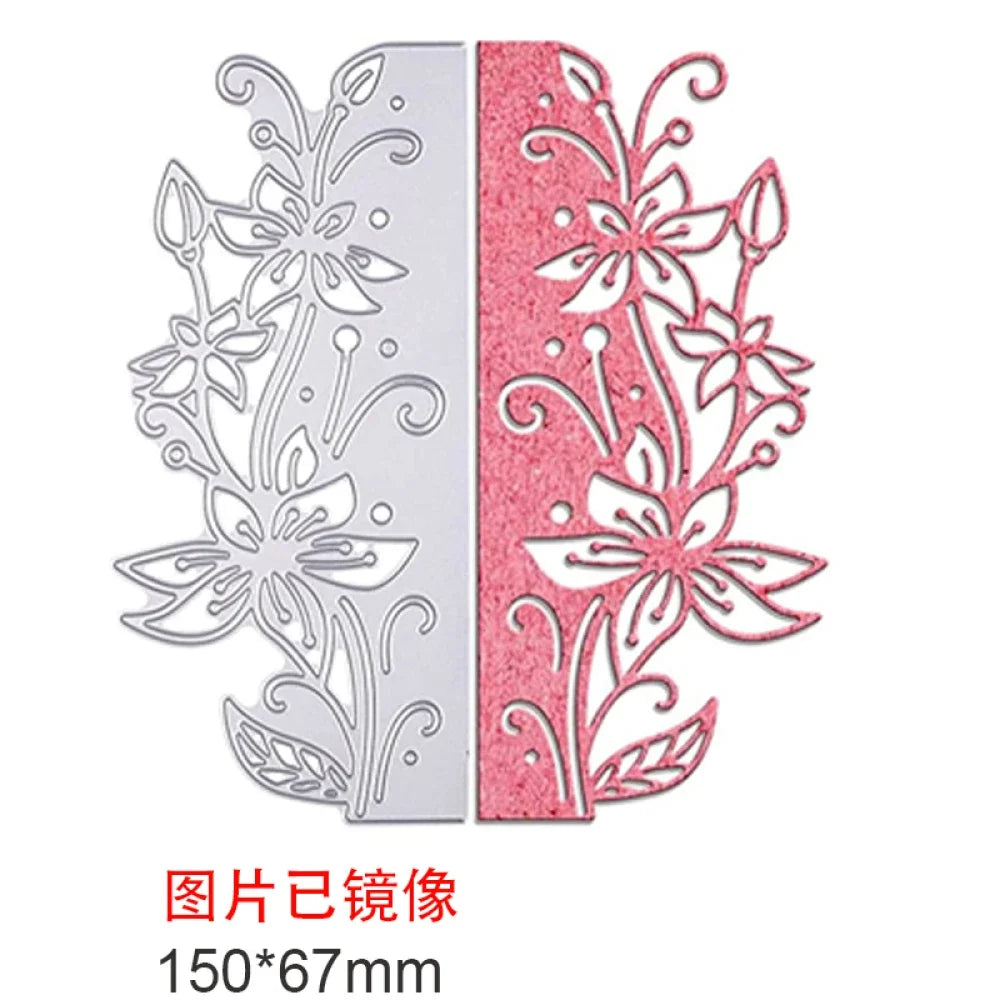 1-2pcs Daisy and Cherry Blossom Edge Border Metal Cutting Dies Stencils