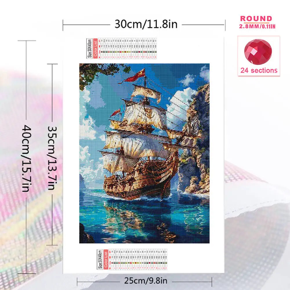 Momoart Diamond Mosaic Boat Landscape  Diamond Painting kit