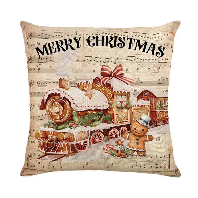 Gingerbread Man Christmas Cushion Cover Pillowcase Christmas Decorations for Home New Year Christmas Decor