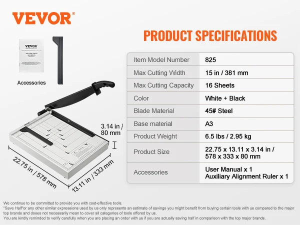SucceBuy Heavy Duty Paper Cutter for Home Office School