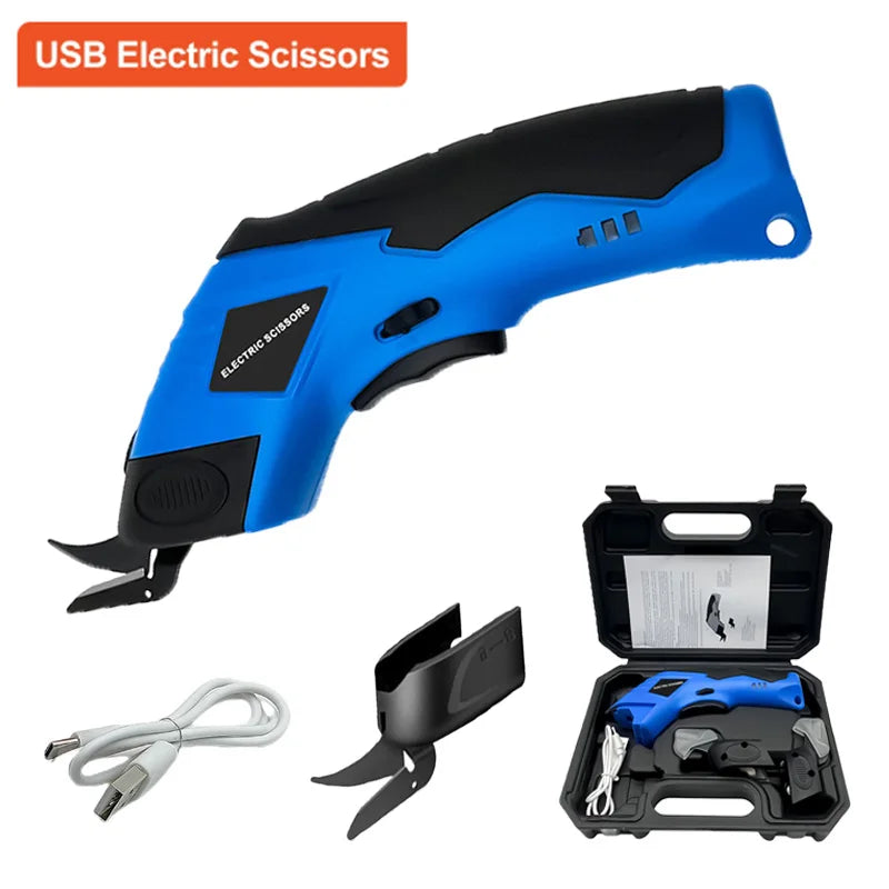 Upgrade Electric Scissors Fabric Cutting Machine USB Lithium Rechargeable Leather Sewing Tailor Scissors Portable Hand Tools