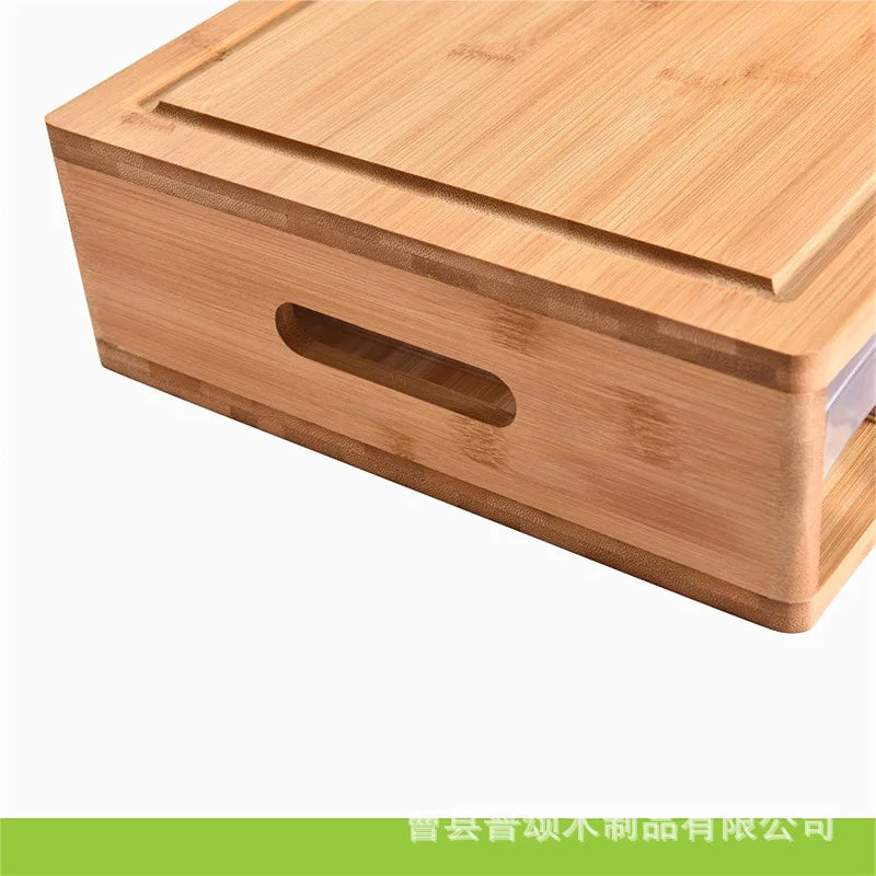 Solid wood kitchen cutting board storage box Drawer type
