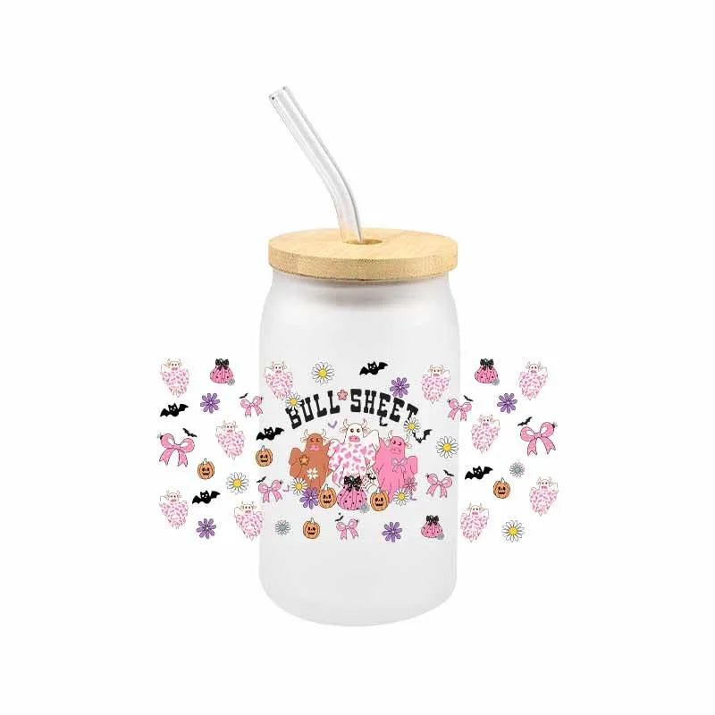 Cartoon Cow UV DTF Transfer Sticker Wraps   Waterproof Scratch Resistant Decals 3D