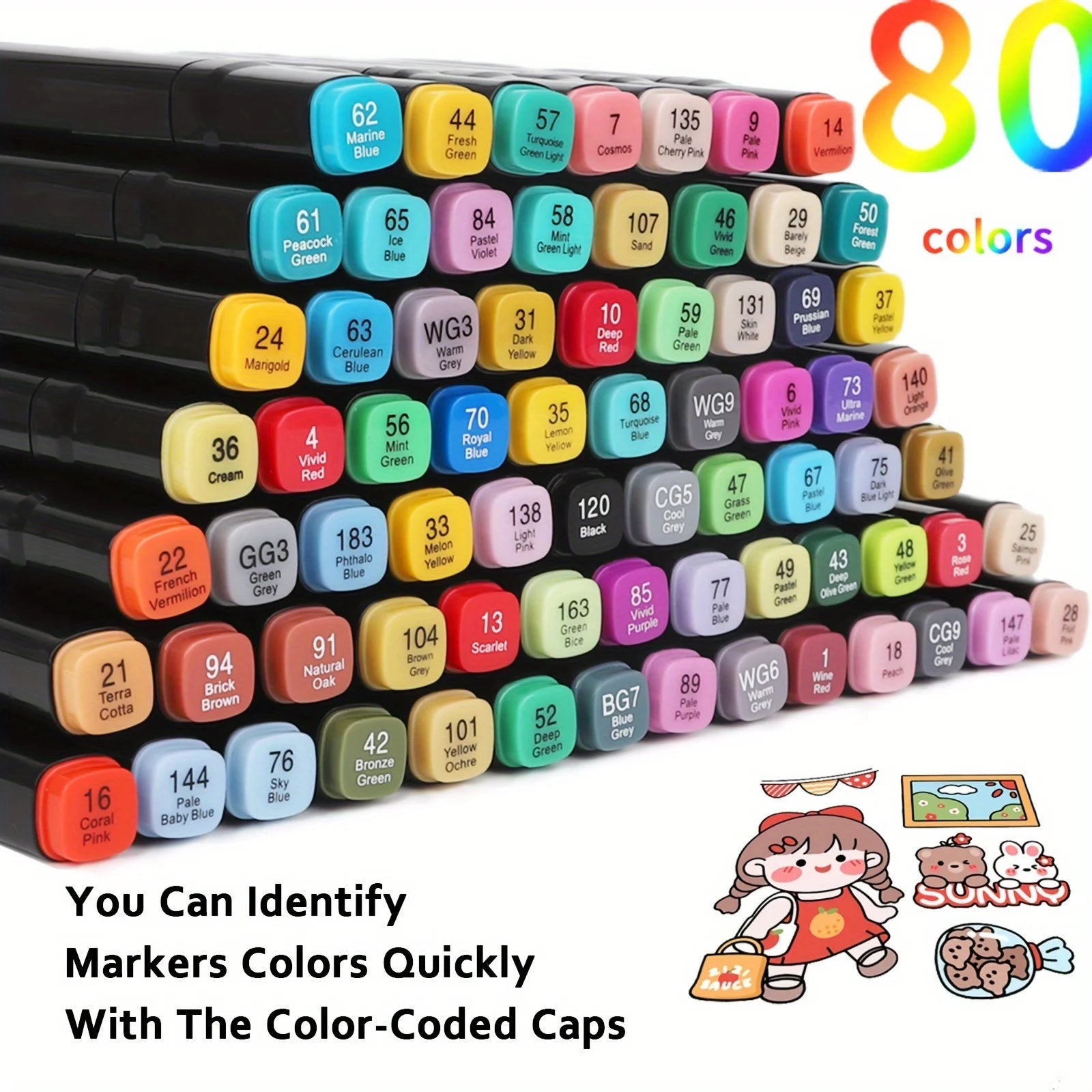 Alcohol Markers, 80 Dual Brush Tip Permanent Art Markers