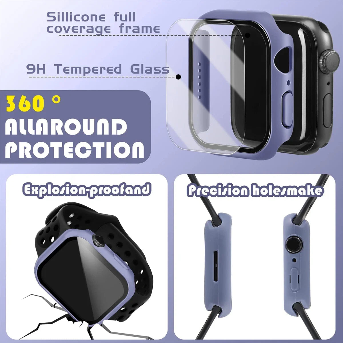 Tempered Glass+Cover For Apple watch Case  Screen Protector Apple Watch Accessories
