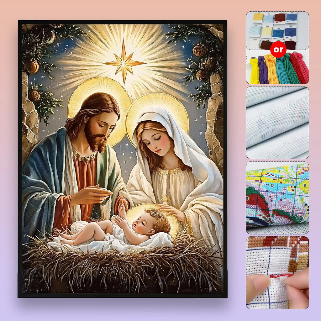 11.8x15.7-inch 11CT/14CT printed fabric cross stitch  gift set nativity