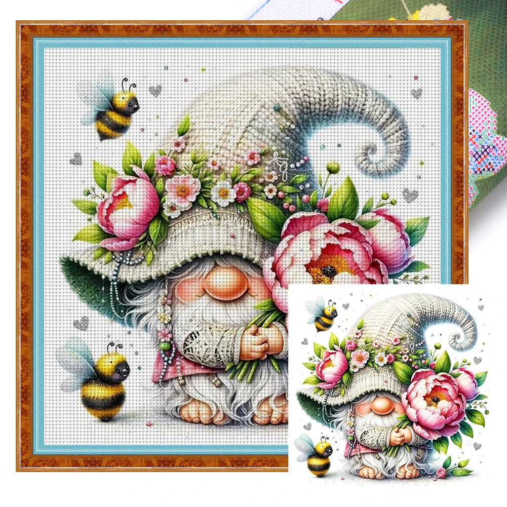 Full Embroidery cotton Thread 11CT Printed Gnome Cross Stitch Kit