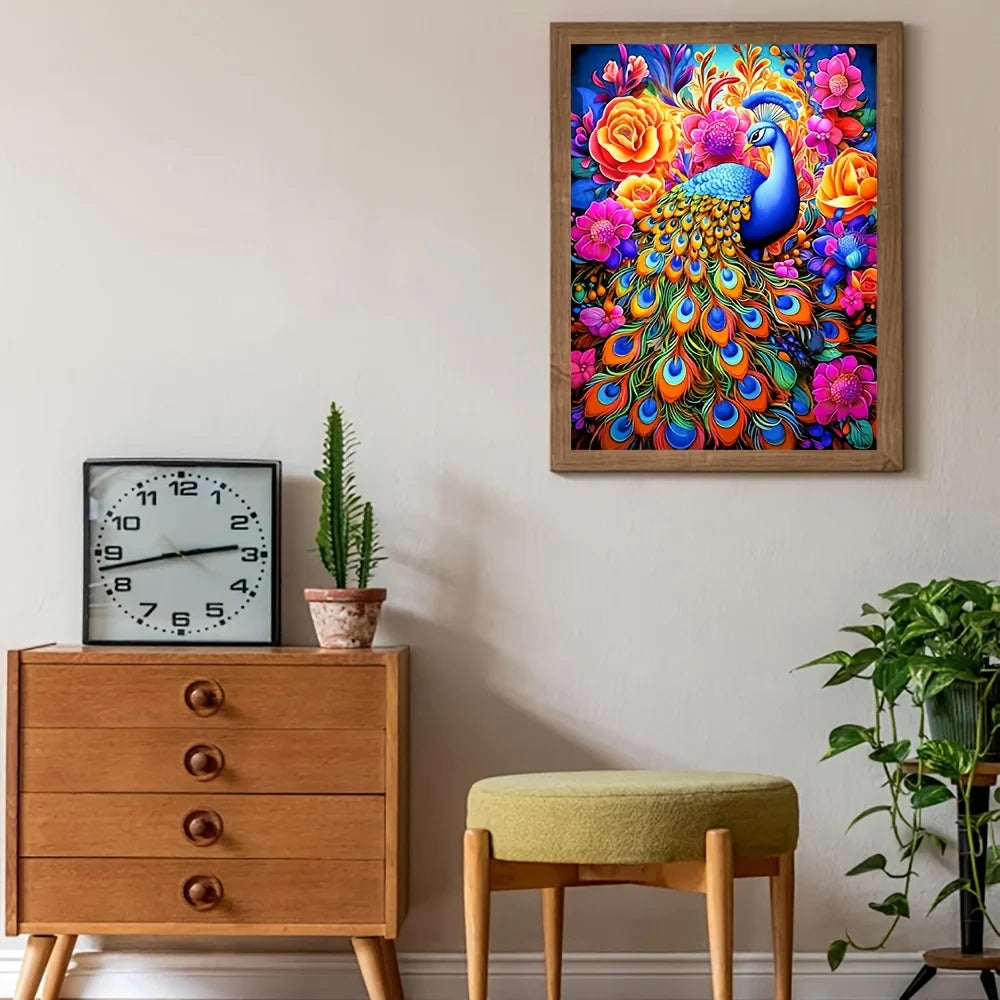 5D DIY Diamond Painting Colorful Peacock 30x40cm Round
