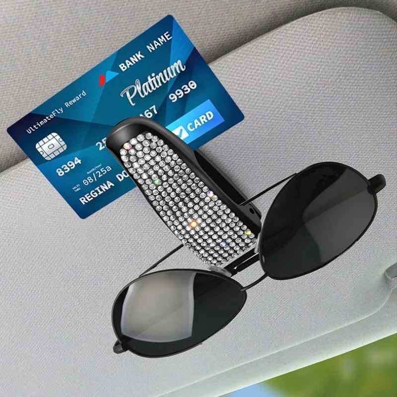 Sunglasses Clip Car Sunshades Sun Visor Rhinestone