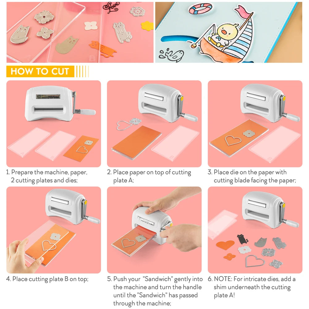 4 Colors Mini Die Cutting Embossing Machines for Scrapbooking Crafts Cards Making Paper Cutter Die-Cut Machine Manual Hand Tool